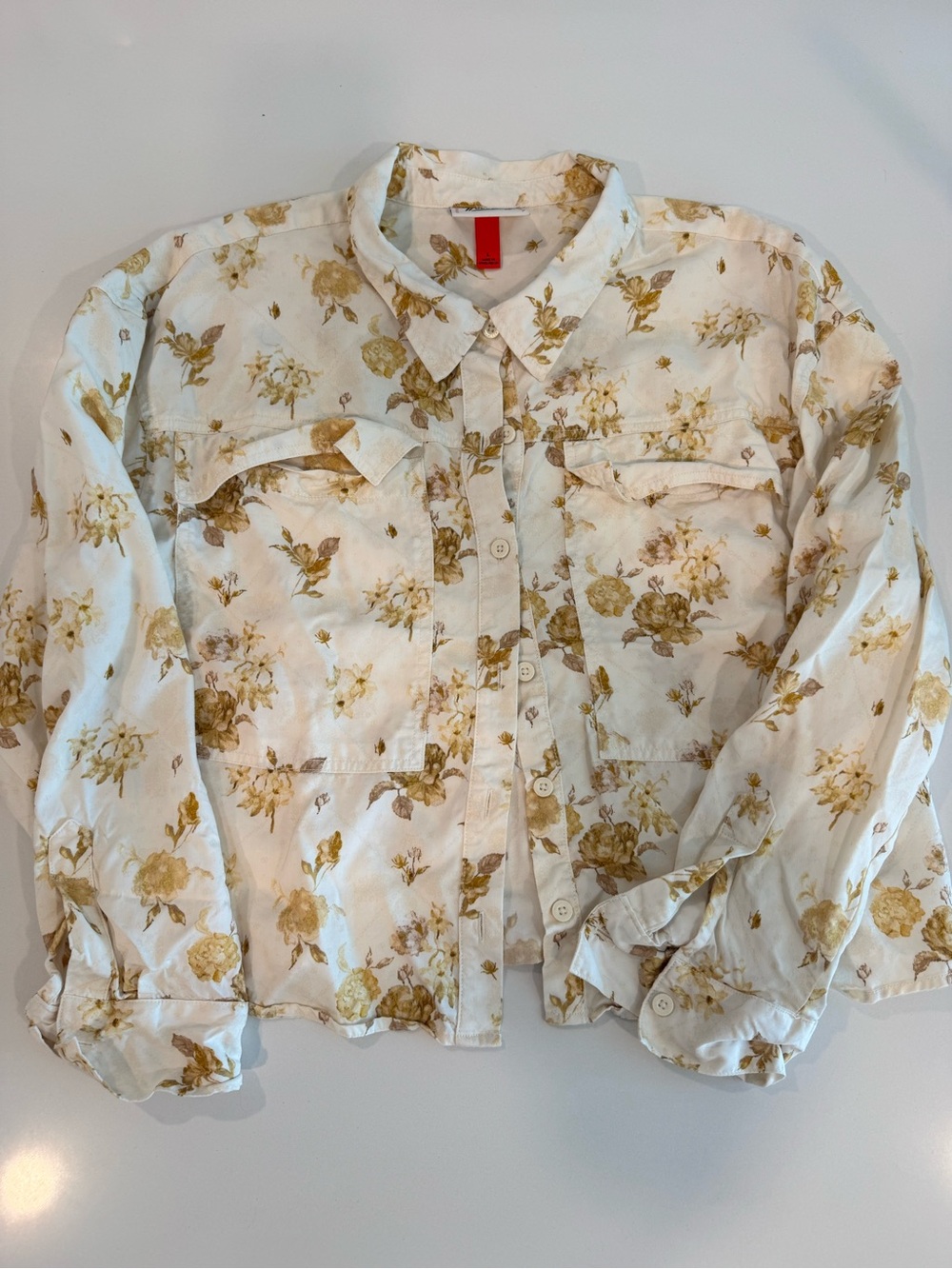 Woolrich target Floral Button-Front Women's shirt- Cream & Gold